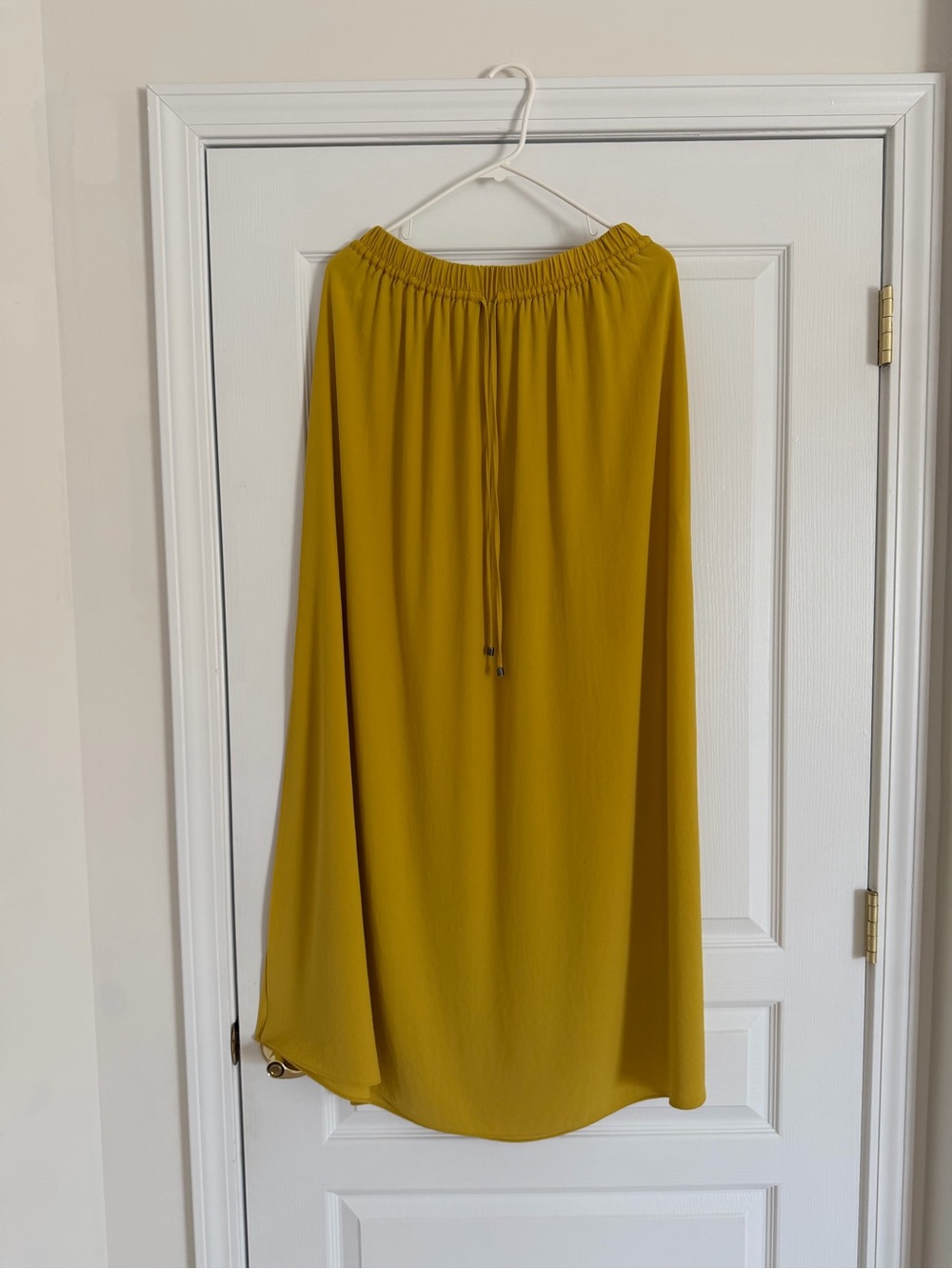 Zara Mustard Yellow Maxi Skirt with Drawstring Waist